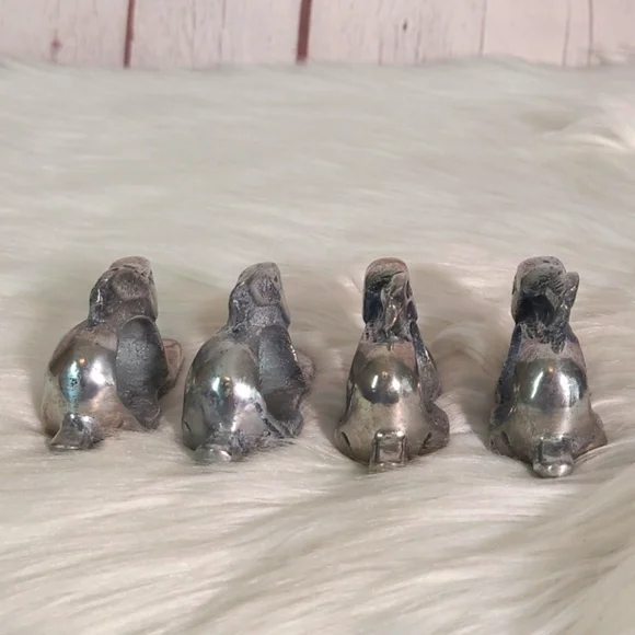 Vintage Pewter Silver Tone Rabbit Bunny Napkin Ring Set of Four Witchy Easter - Picture 10 of 17